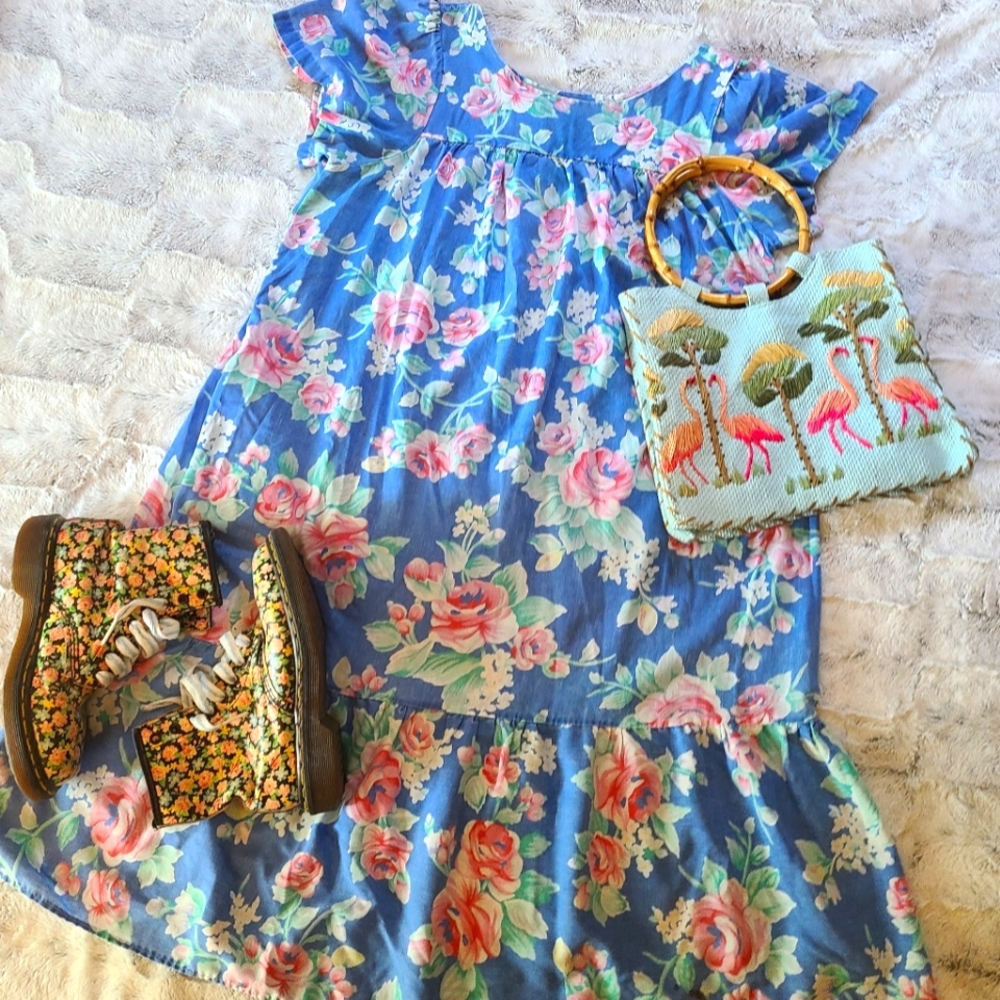 Vintage Floral Summer Maxi Dress - Size 14-16